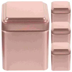 Lagringsflaskor 4 PCS Tinplate Tea Sugar Canister Cubes Cookie Jar With Airtight Lids Candy Box