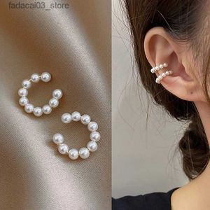Stud Pearl Ear Cuff Clip Earrings Non-Piercing Bone C-shaped Ear Ring Without Puncture Minimalist Earrings for Women Fashion Jewelry Q240125