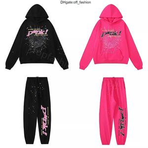 SP5der Young Thug 555555 Erkek Kadın Hoodie Yüksek Kaliteli Köpük Baskı Örümcek Web Grafik Pembe Sweatshirts Y2K Saklama S-2XL K6DQ