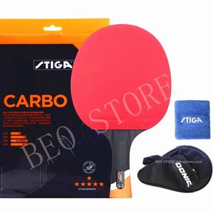 STIGA 6 Star Racket Offensive Professional Carbon Pimples In Rubber Original Stiga Table Tennis Rackets Ping Pong Paddle Bat 240123