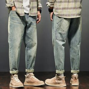 Kstun jeans för män baggy byxor löst fit harem vintage klädfickor lapptäcke stora byxor överdimensionerade 42 240124