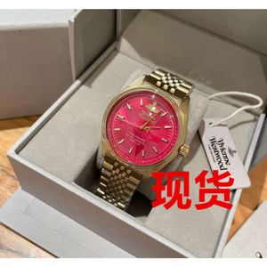 Desginer VivieneWestwoods Pink Mint Green Western Empress Dowager Rose Red Watch Saturn Quartz Steel Band Damenuhr Small Gold Watch Small Blue