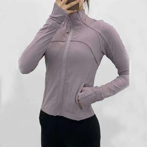 Yoga kläder långärmad beskuren sportjacka LU-38 Kvinnor Zip Fitness Winter Warm Gym Top ActiveWear Running Coats Workout Clothes WO 15