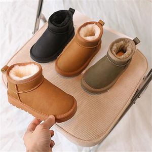 Children's Thick and Warm Snow Boots 2024 Winter New Girl's Black Cotton Shoes Boys' Short Boots Middle and Big Children Snow Shoes
