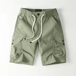 Herrenhose, Sommer, Kordelzug, lässige Shorts, Overalls, Multi-Pocket-Gürtel, abgeschnitten, halb dünner Abschnitt