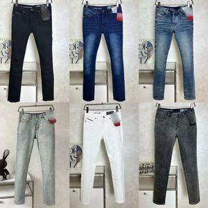 mens designer jeans Famous Brand Bags Washed Designer Slim-leg Jean Plaid Light Weight Denim Dyeing Black Blue Cotton Pants 29-40 Luxury Classical Make old