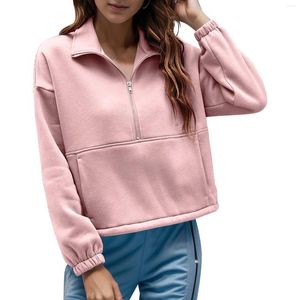 Kvinnors hoodies kvinnor Korta tröjor Koreansk version förtjockad fleece Casual Loose Pullover Tops Lapel Zipper Crop Hoodie