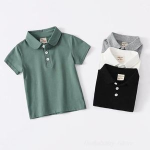 幼児の男の子のための100％コットンソリッドポロTシャツ夏の服の子供ポロシャツ女の子グリーンブラックホワイトキッズTシャツ240119