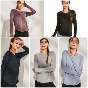 Lu-Wt188 Camicia da yoga per donna Ragazze Shrits Running Manica lunga Donna Abiti casual Abbigliamento sportivo per adulti Esercizio Fitness Camicia 21