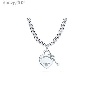Designer Classic S925 Sterling Silver Heart Key Gold Plated Diamond Necklace Popular Love Pendant Collar Chain RXI5