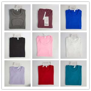 Yoga-Kleidung Lu-088 Damen-T-Shirts, Damen-T-Shirt, hochelastisch, atmungsaktiv, Lauf-Oberteil, schnell trocknend, nahtlos, kurzärmelig, Sport-Radfahren, 63