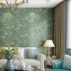 Wall Stickers Non-Woven Self-Adhesive Wallpaper Simple Sticker European Pastoral Bedroom Paper Living Room Background
