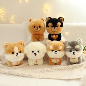 リアルなふわふわ犬のぬいぐるみ子犬モデルシバ島shiba inu corgi husky yorkshire bichon frize chow plush dollギフト240124