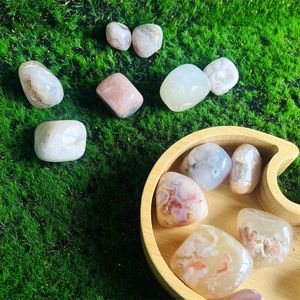Natural Cherry Blossom Agate Tumbled Flower Agate Crystal Reiki och Energy Crystal Healing Home Decora