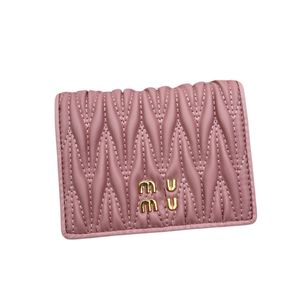 Women's Brand Wallets Pleated Sheepskin Folded Purses Fresh and Sweet Girls Wallet Large Capacity Multiple Card Positions
