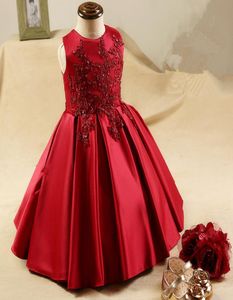 Schöne ROTE Blumenmädchenkleider aus Spitze, ärmellos, Spitze, bodenständig, Ballkleid, kleine Mädchenkleider für Hochzeiten, Partys, Abschlussball7491933