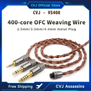 Tillbehör CVJ VS400 OFC Upgrade Audio Cable 400 Core Earphones Metal HiFi Wire 2.5/3,5/4,4mm/Type C/Lightning Plug 2Pin S For Earbjudningar