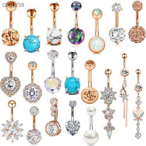 Navel Bell Button Rings 1PC Surgical Steel Flower Belly Button Ring 14Gcrystal Belly Ring Body Piercing Sexy Navel Piercing Ring Belly Bar Navel Jewelry YQ240125