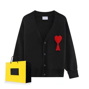 Men's and women's large V-neck cardigan wool knit sweater fashionable luxury embroidery love sweater couple jacket