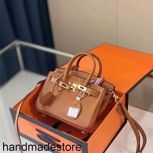 Genuine Leather Bk Platinum Bag Designer Handbags High Sense 2024 Versatile Family Portable Real Lychee Pattern Large Capacity Fashion Handmade