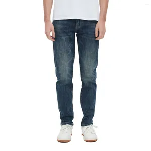 Jeans da uomo slim elasticizzati dritti blu scuro moda casual da uomo