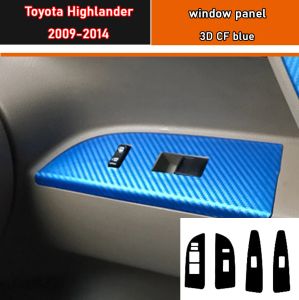 車のスタイリングブラックカーボンデカールカーウィンドウリフトボタンスイッチパネルカバートリムステッカー4 PCS/SET TOYOTA HIGHLANDER 2009-2014