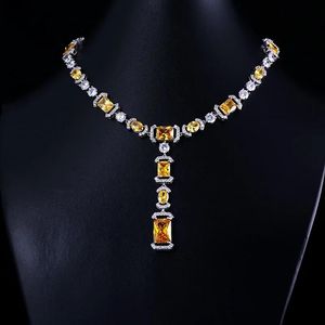 Charm Clear Best Quality Brilliant Crystal Zircon Earrings and Necklace Bridal Jewelry Set Wedding Dress Accessaries