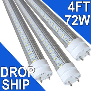 T8 72 Watt 48-tums rörlampan, 6500K, 7200 Lumen, Daylight, G13 Bi-Pin Base T8 Fluorescerande glödlampa för dubbla slutkraft Garage Workbencks Usastock