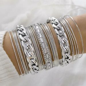 Bangle DIEZI Multi Layer Rhinestone Chunky Bangles Men Vintage Fashion Gold Silver Color Bracelets For Women Gift Jewelry