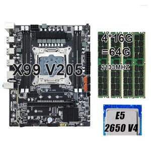 Материнские платы Keyiyou Lga 2011-3 X99 V205 Kit Xeon 2650 V4 Процессор Ddr4 64 ГБ 213 Гц Ecc Reg Ram Поддержка Sata 3.0 Nvme M.2 Pcie Dro Otqv0