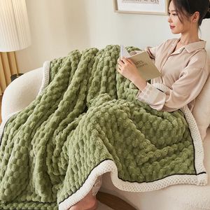 Cobertor de microfibra de veludo outono inverno quente cobertor de dormir macio sofá lance cobertores cores sólidas coral velo tecido colcha 240118
