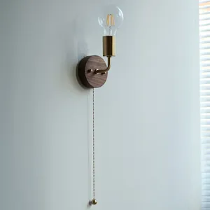 Lampa ścienna japońska prosta retro all-copper orzech w łazience lustro reflektora