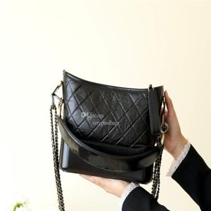 Gabrielle small hobo bags Designer bags black white brown handbag Genuine Leather chain bag tote272d