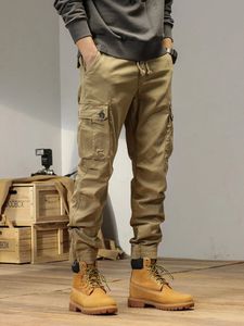 Multi-tasche primavera estate pantaloni cargo uomo streetwear cerniera gamba skinny lavoro jogging cotone pantaloni tattici casual 240122