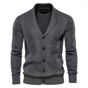 Herrtröjor 2024 Cardigan Casual Solid Color Business Korean Mens Bomull Stickad Coat Winter Long Sleeve Tweater Mane Knitwear Jacket