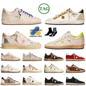 2024 Låg topp Og Designer Casual Shoes Ball Star Luxury Gold Glitter Suede Leather Trainers Handgjorda kvinnor Mens Loafers Italy Brand Vintage Silver Upper Sneakers