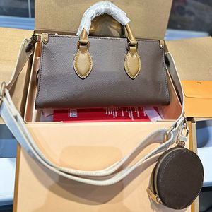 Tote Bag Designer Shoulder Bag Canvas Handbag With Zipper Wallet Detachable Strap Cowhide Genuine Leather Pouch High Quality Crossbody Purse Splicing Colors