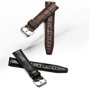 Für IW 20mm 21mm 22mm Schwarz Braun Armband Leder Uhrenarmband Mit Silber Dornschließe Uhr Band2513