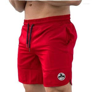 Shorts masculinos verão moda casual respirável musculação fitness ginásio esportes carta impressa slim fit na altura do joelho