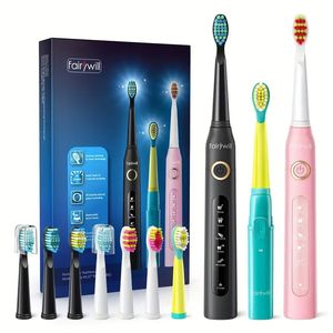 Fairywill Electric Toothbrushファミリーキット、30日間の30日間の40,000 VPM 40,000 VPM歯ブラシ、10枚