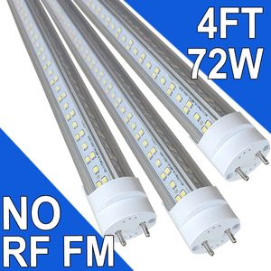 4 Feet LED Light Tube 2 Pin G13 Base T8 Ballast Bypass Required, Dual-End Powered, 48 Inch T8 72W Flourescent Tube Replacement,7200 Lumen, 6000K,AC90-277V Barn usastock