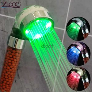 Bathroom Shower Heads LED Head High Pressure Anion Filter Water Saving Showerhead Temperature Control Colorful Light Handheld Big Rain YQ240126