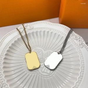 Collane con ciondolo Collana rettangolare Sier elegante e minimalista per uomo Donna Gioielli con ciondoli Accessori per feste Regalo