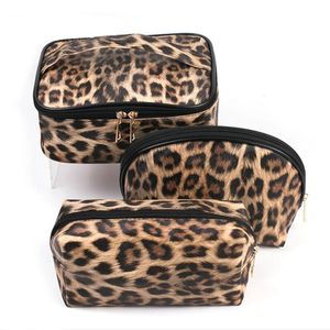 Leopard Print Cosmetic Bag Set Waterproof Wash Bag Storage Bag Travel Supplies Women Make Up Makeup Bag Organizer Toilet Bag 240122