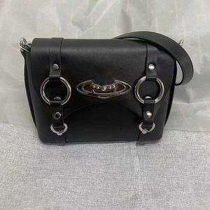 Nicho Matte Black Motorcycle Bag Viviane Westwood Bolsa Designer Bolsas De Ombro Único Crossbody Rivet Messenger Bag 240123