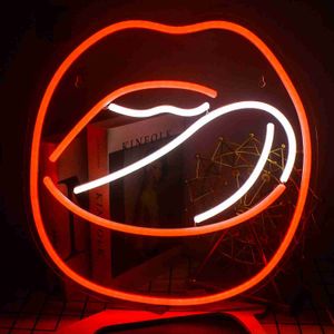 LED Neonschild Lippen Neonschild Flamme Rote Lippen Große Zungenform Led Schild Sexy Rote Lippen Neue Neonschilder Wanddekoration für Kinder Mädchen Schlafzimmer Party YQ240126