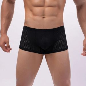 Cuecas masculinas planas finas respiráveis calças na moda esportes casuais boxers com ajuste próximo sexy homens briefs