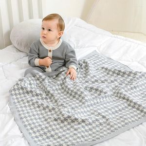 Blankets Cotton Baby Blanket Knit Born Girl Boy Bedding Plaid Crib Quilts Fashion Houndstooth 100 80CM Infant Stroller Soft Swaddling