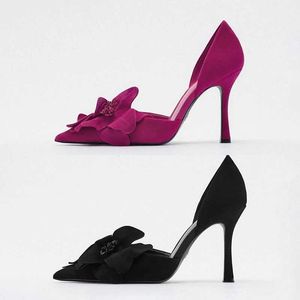 Sandaler Flower High Heels Women Pumps Summer 2023 Purple Woman Heeled Shoes Fashion Weddings Bridal Elegant Slingback Heeled J240126