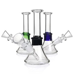 Popular Mini Pocket Beaker 4 Inch Mini Dab Rig Colorful Thick Glass Bongs Hookahs Water Pipes 14mm Joint Oil Rigs Small Bong With bowl